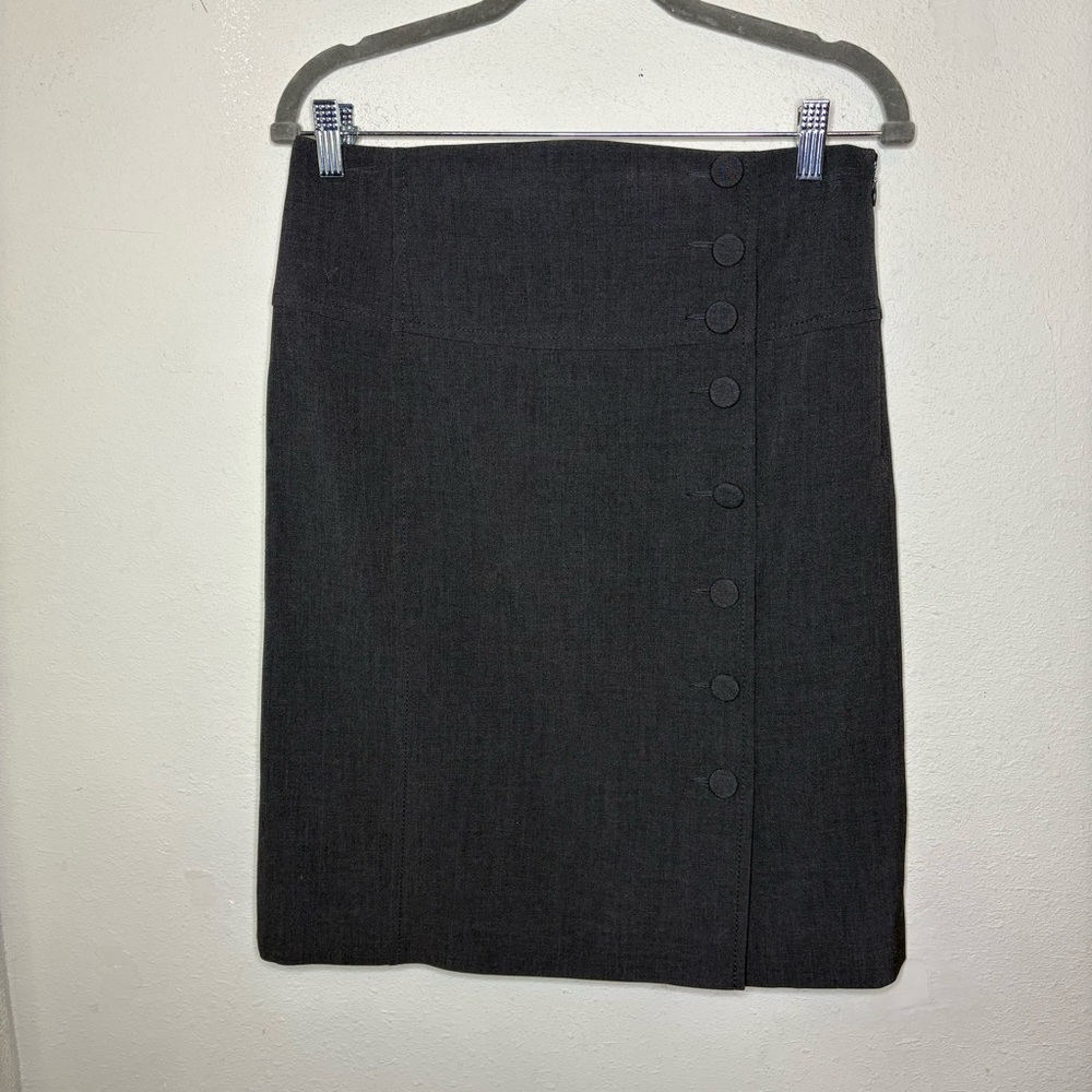 Elevenses (Anthropologie) Charcoal Gray Button-Accent Pencil Skirt Size 6